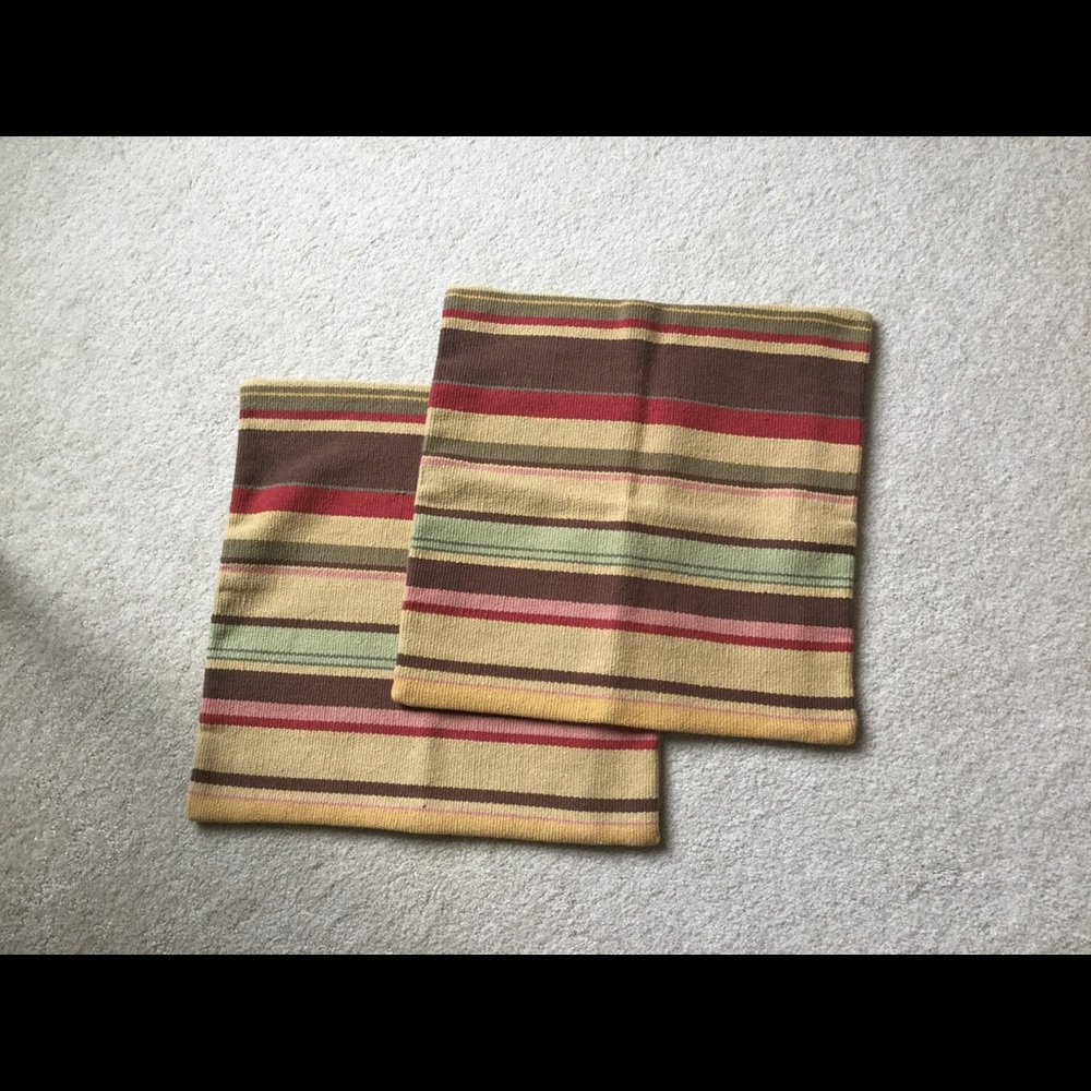 Pair of Pottery Barn striped pillow covers